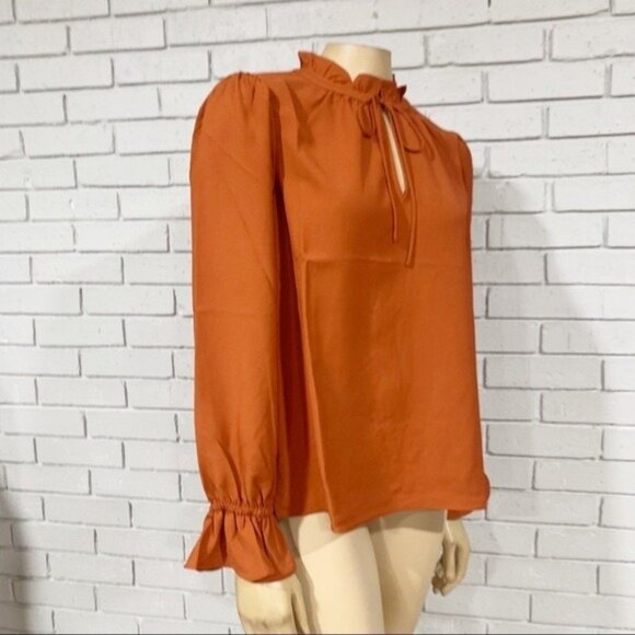 J.Crew Gathered Ruffle Drapey Top in Deep Ember - Picture 8 of 10